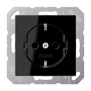 Изображение Розетка с заземлением 16А 250В A creation черный глянцевый A1520SW Jung