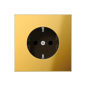 Изображение Розетка с заземлением и шторками 16А 250В LS 990 золото GO1520KI Jung