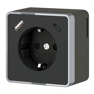 Изображение Розетка с заземлением, шторками и USB тип A+C Gallant (чёрный хром) W5071735