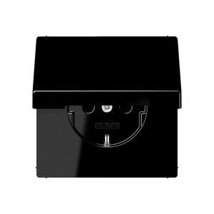 Изображение Розетка с заземлением и крышкой 16А 250В LS 990 черный глянец LS1520KLSW Jung