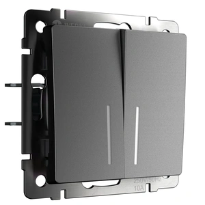 Изображение Выключатель двухклавишный проходной с подсветкой (графит матовый) W1122164