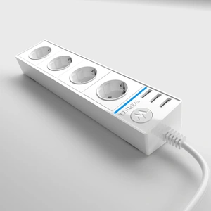 Изображение Розеточный блок 4-х местный + 3 USB белый WL20-04-03