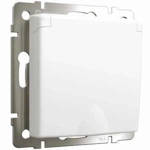 Изображение Розетка с заземлением и шторками c крышкой IP44 (белый матовый) W1171261