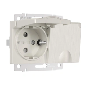 Изображение Розетка двойная влагозащ. с зазем. с защит. крышками и шторками (перламутровый рифленый) W1172213